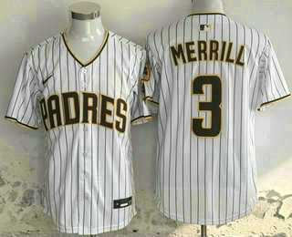Men%27s San Diego Padres #3 Jackson Merrill White Pinstripe Limited Stitched Jersey->san diego padres->MLB Jersey